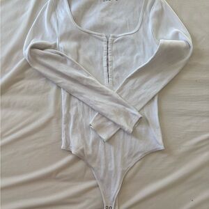 Abercrombie & Fitch White Long Sleeve Bodysuit